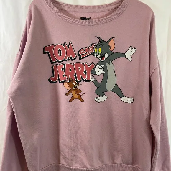 Tom and Jerry Pink Long Sleeve Pullover Sweatshirt EUC Women's Size XXL - Picture 9 of 12